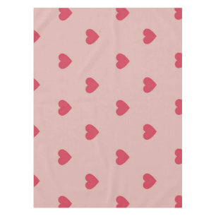 Pink Retro Heart Y2K Pattern With Pink Background Tablecloth