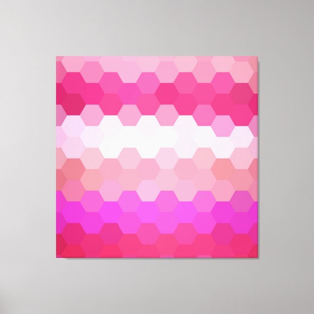 Pink Retro Hexagonal Seamless Pattern Canvas Print (Front)