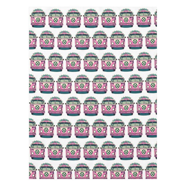 Pink Retro Hippie Vans Tablecloth (Front)