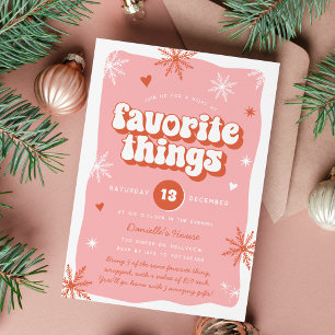 Pink Retro Holiday Favourite Things Party Invitation