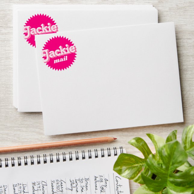 Pink Retro Malibu Seal | Birthday Invitation Envelope (Stacked)