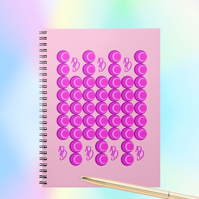 Pink retro pattern in trendy style with monogram notebook (Creator Uploaded)