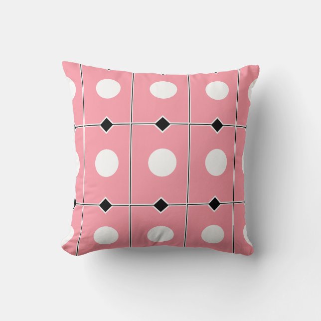Pink Retro Pattern Throw Pillow (Front)