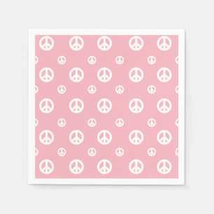 Pink Retro peace sign birthday Napkin