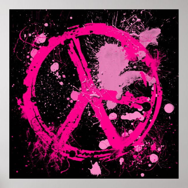 PINK RETRO PEACE SIGN POSTER (Front)