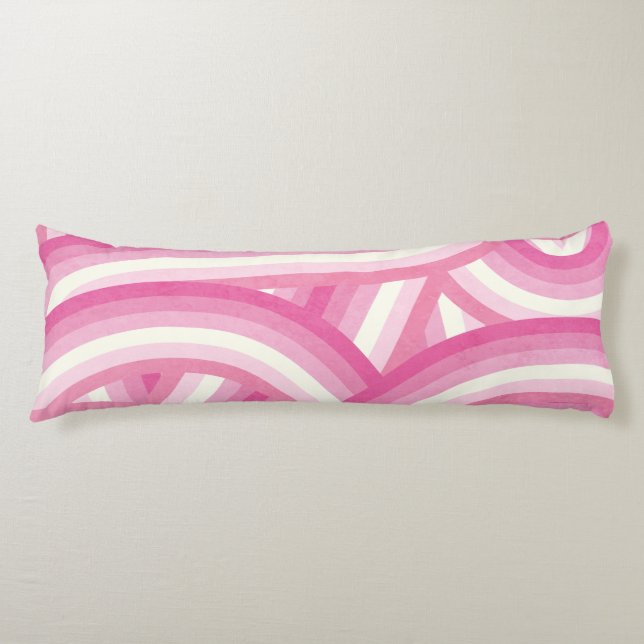 Pink Retro Rainbow Stripes Pattern Body Pillow (Front)