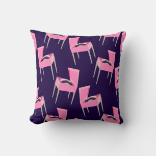 Pink Retro Record Player Fun Fifties Kitsch Style Throw Pillow
