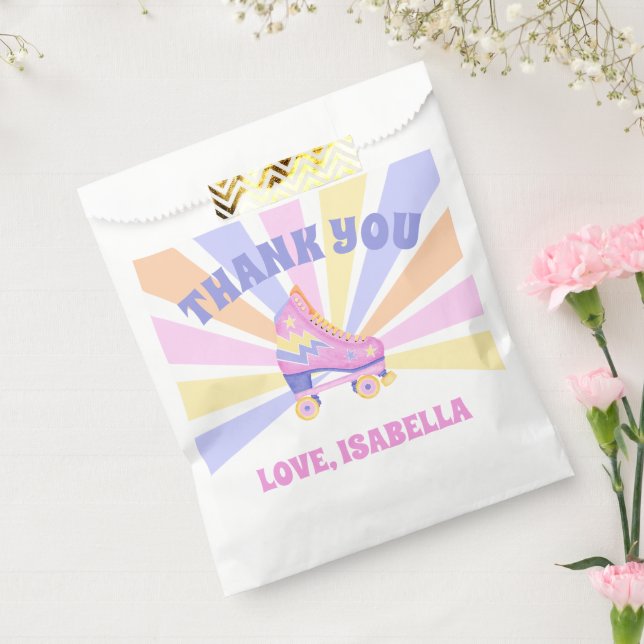 Pink Retro Roller Skate Favour Bag (Sealed)