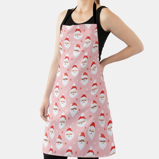 Pink Retro Santa Clause Wrapping Paper Apron (Insitu)