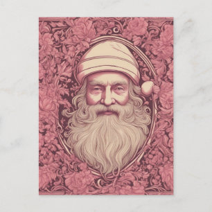 Pink Retro Santa Postcard