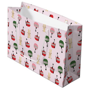Pink Retro Ski Lift Gondola Winter Skiing Large Gift Bag
