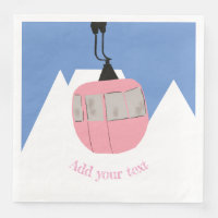Pink Retro Ski Lift Skiing Snow Mountain 