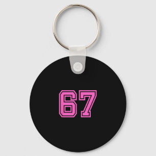 Pink Retro Sports Team Number #67 Keychain