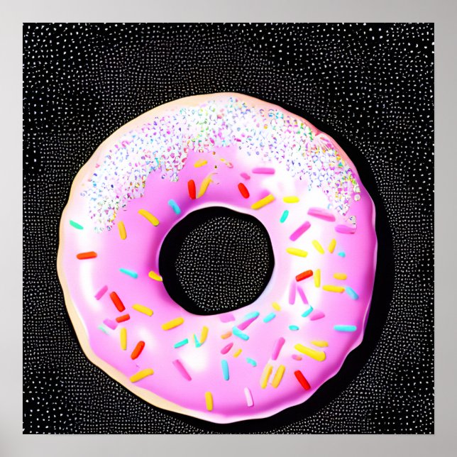Pink Retro Sprinkle Doughnut Poster (Front)