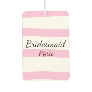 Pink retro stripesadd your name custom bridesmaid air freshener