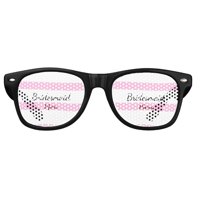 Pink retro stripesadd your name custom bridesmaid  retro sunglasses (Front)