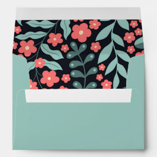 Pink retro style blooming flowers in Nordic  Envelope