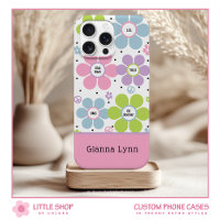 Pink Retro-Style Flower Power Monogram