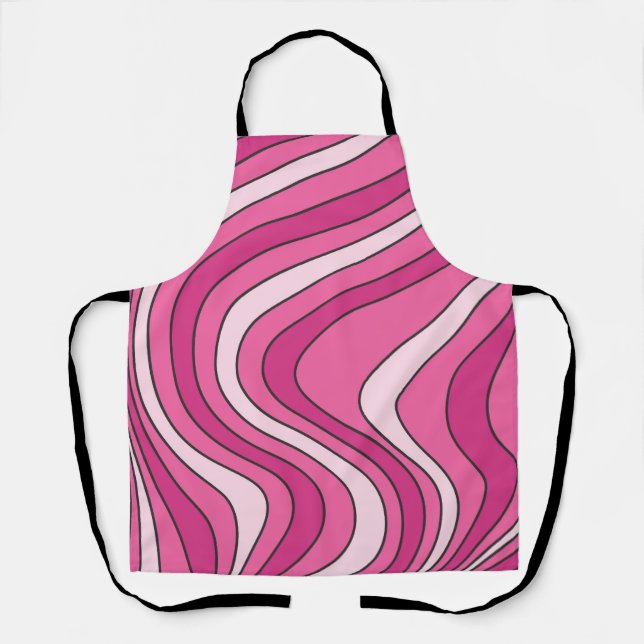 Pink retro style waves apron (Front)