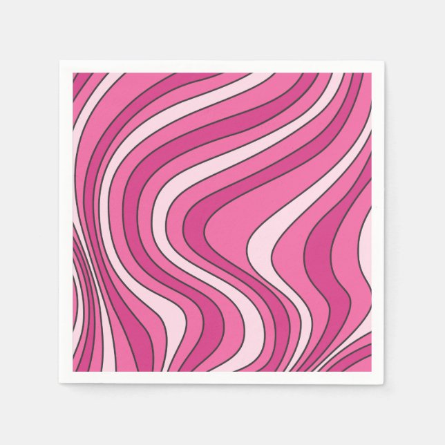 Pink retro style waves napkin (Front)