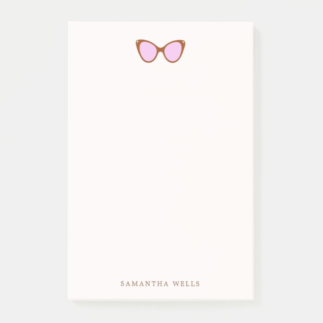  Pink Retro Sunglasses Personalized  Post-it Notes (Front)