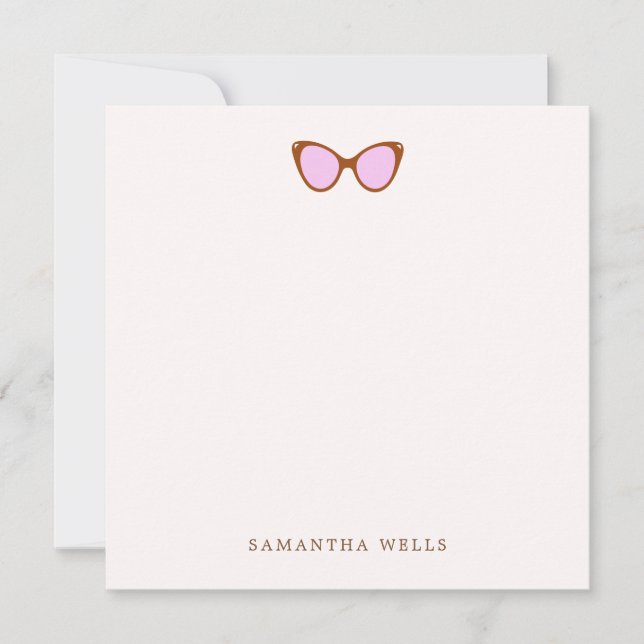  Pink Retro Sunglasses Personalized Thank You  Card (Front)