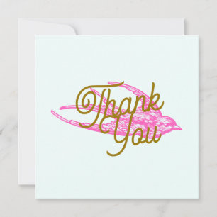 Pink Retro Swallow Thank You Card