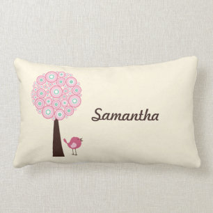 Pink Retro Tree Personalised Pillow