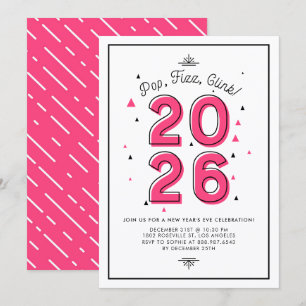 Pink Retro Typography 2017 New Year's Eve Party Invitation