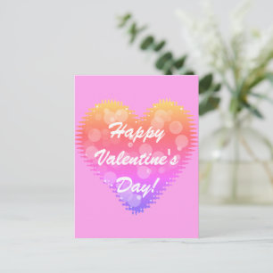 Pink Retro Valentine's Day Heart Postcard