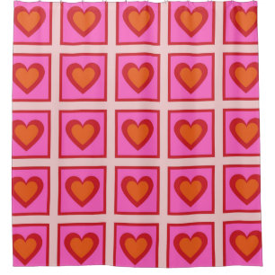 Pink Retro Vintage Chequered Heart Y2K Pattern 
