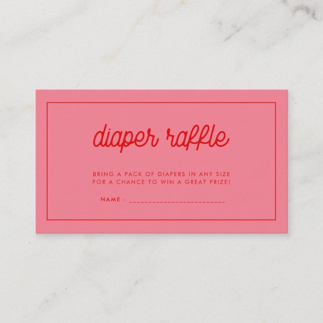 Pink Retro vintage Diaper Raffle Enclosure Card (Front)