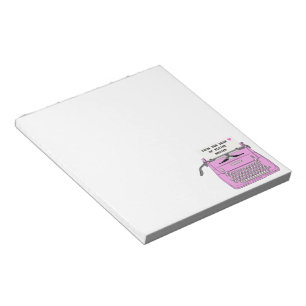 Pink Retro Vintage Typewriter Desktop Customizable Notepad