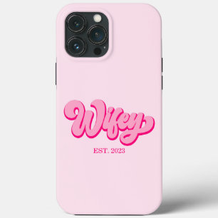 Pink Retro Wifey Est. Year Bride Fiancé  iPhone 13 Pro Max Case