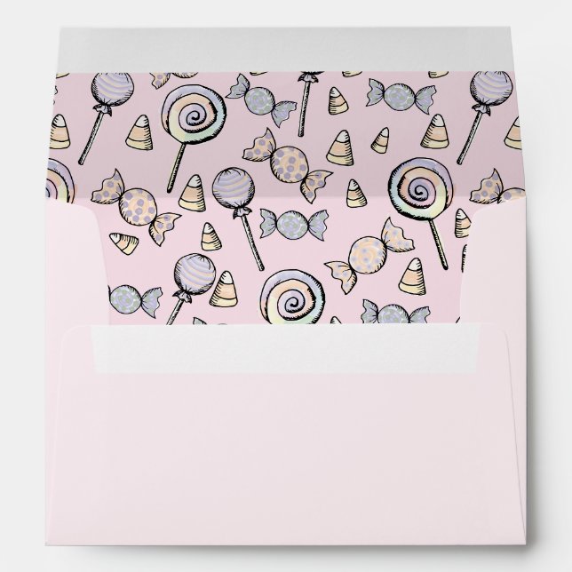 Pink Return Address Candy Theme Envelope (Back (Bottom))