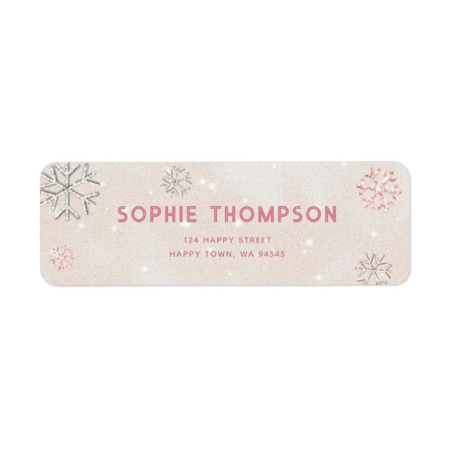 Pink Rhinestones Glitter Winter Snowflakes Elegant (Front)