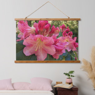 Pink Rhododendron Blooms Floral Hanging Tapestry