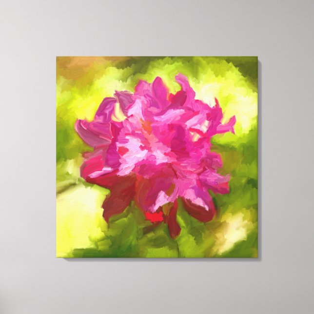Pink Rhododendron Flower Painting Canvas Print (Front)