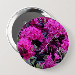 Pink Rhododendron Flowers 4 Inch Round Button