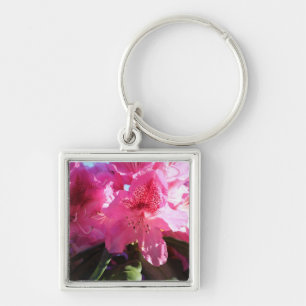 pink rhododendron flowers keychain