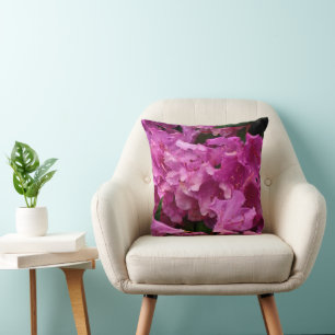Pink Rhododendron Flowers Throw Pillow