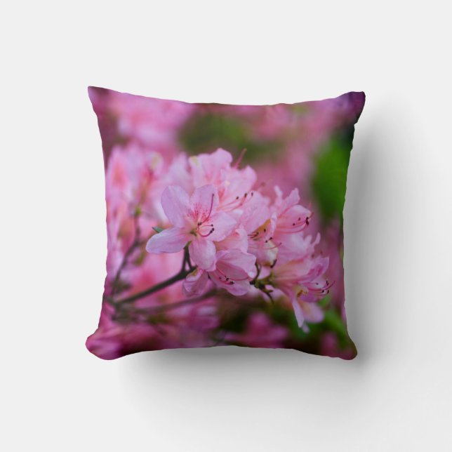 Pink Rhododendron Throw Pillow (Front)