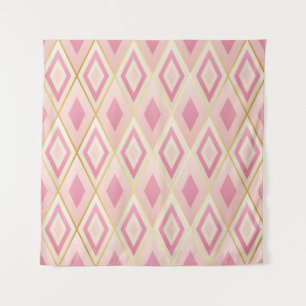Pink rhombus shapes geometric seamless pattern tapestry