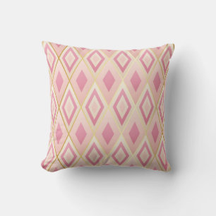 Pink rhombus shapes geometric seamless pattern throw pillow