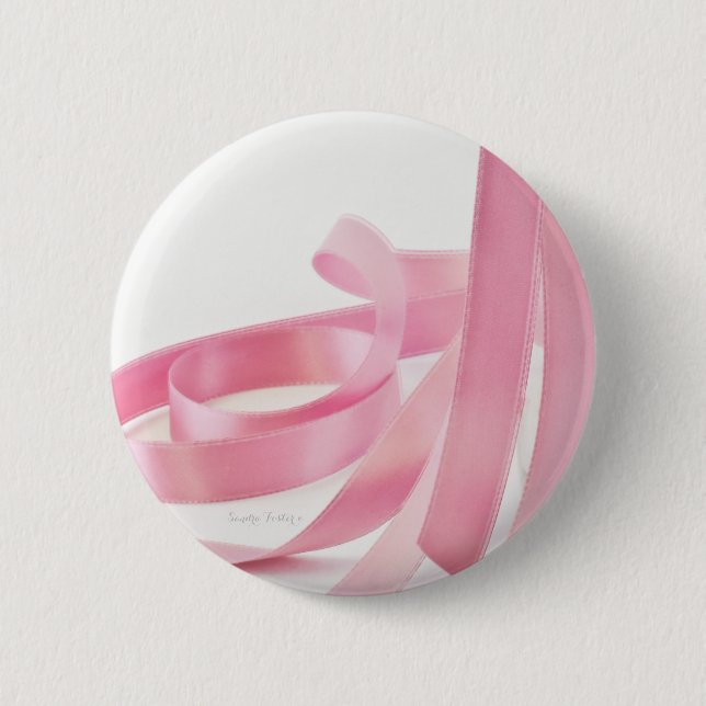 Pink Ribbon 2 Inch Round Button (Front)