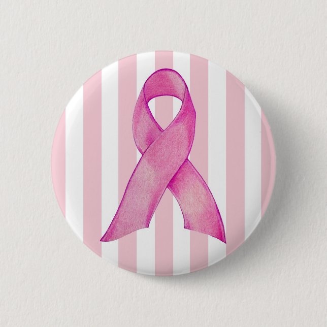 Pink Ribbon 2 Inch Round Button (Front)