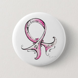 Pink Ribbon 2 Inch Round Button