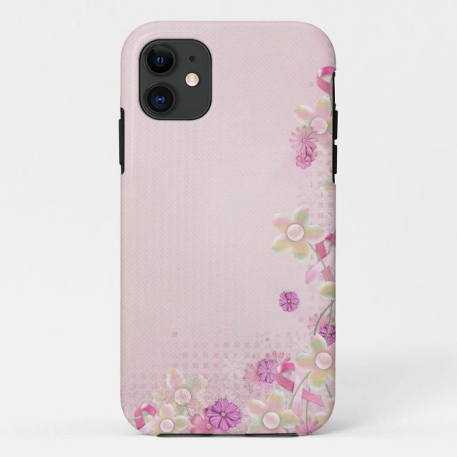 Pink Ribbon and flowers Case-Mate iPhone Case (Back)