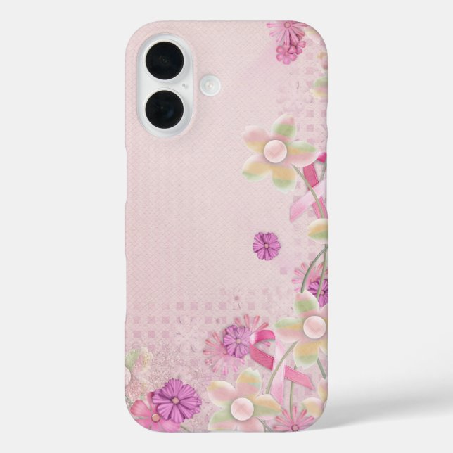 Pink Ribbon and Flowers Case-Mate iPhone Case (Back)
