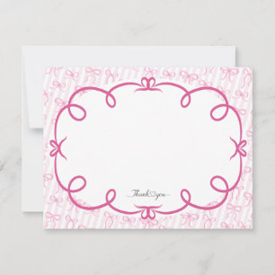 Pink Ribbon and Stripes Thank You  Card